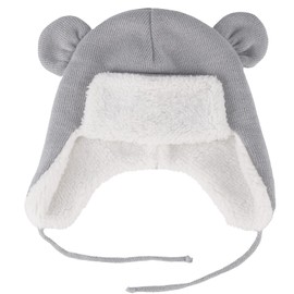 LACOFIA Baby Winter Hat Toddler Boys Girls Earflap Beanie Kids Warm Fleece Lined Hat Knitted Hats Trapper Hat with 2 Ears, gray