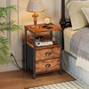 Furologee End Table with Charging Station, Nightstand with Fabric Drawers,