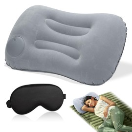 Inflatable Pillow, Neck Pillow Aeroplane, Beach Camping Travel Pillow, Air Pillow, Velour Pillow, Comfortable Travel Pillow, Car for Breathable, with Eye Mask (A)
