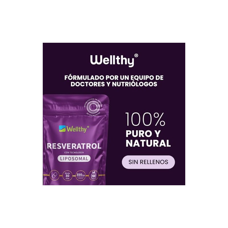Wellthy Resveratrol Liposomal Cápsulas Entrega Optimizada Mas Alta Biodisponibilidad Cápsula