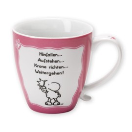 Sheepworld Tasse mit Motiv Hinfallen, Aufstehen, Krone richten | Kaffeetasse, Porzellan, 45 cl | lustiges Geschenk, Sprüchetasse | 43460