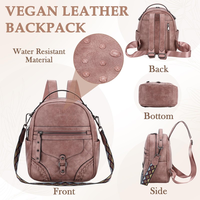Small Backpack Purse for Women,VASCHY Cute Vegen Leather Mini Backpack