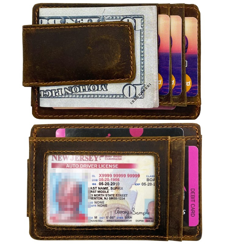 HOPSOOKEN Money Clip RFID Front Pocket Wallet Men Leather Slim