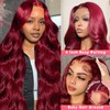 Geomone 30 Inch 99J Burgundy Wig Human Hair 200 Density