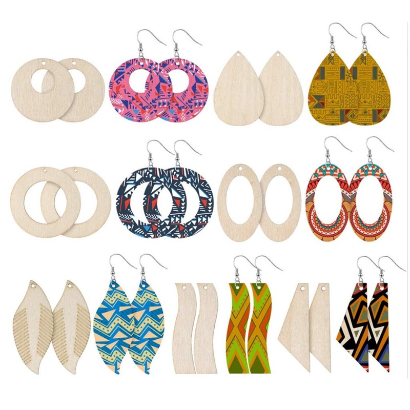 NYCEMAKEUP 70 Pcs/Set Unfinished Wooden Earrings Blanks Jewelry Pendants Making