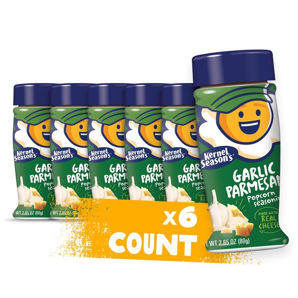 Kernel Season's condimento de palomitas de maíz, parmesano y ajo, 2.85 onzas (Paquete de 6)