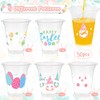 GuassLee Easter Disposable Cups - 50pcs 12oz Easter Bunny Clear