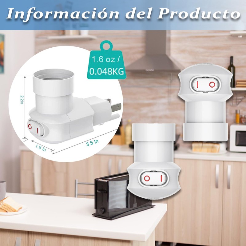 MOSU Enchufe de luz enchufable,Adaptador de extensión de Enchufe E26/E27