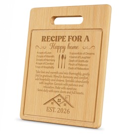 House Warming Gifts - New Home 2026 Cutting Board, New Home Gift Ideas, Engraved Keepsake Recipe for a Happy Home & New House & Apartment Gift for Couple New Homeowner