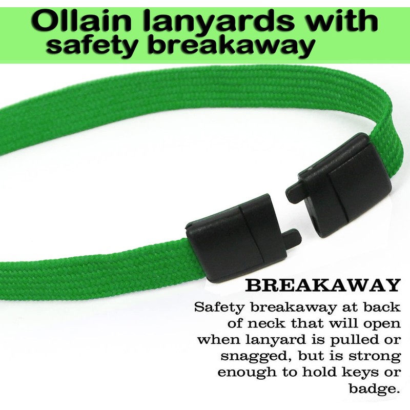 Ollain 25 Pack Breakaway Lanyard with J-Hook Bulk Flat Lanyards