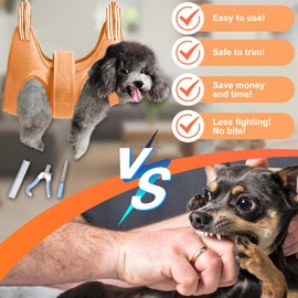 SUPERPAWS Dog Grooming Hammock for Small Dogs Cat with Pet Nail Clipper Trimmer Set,Pet Grooming Sling with Strong Waist Belt for Extra Security