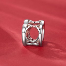 NINGAN - Abalorio colgante de corazón con texto "I Love You" para mujer, esposa, madre, hija, amigas, con circonita cúbica 5A para pulseras de abalorios en plata de ley 925, Plata, Circonita cúbica
