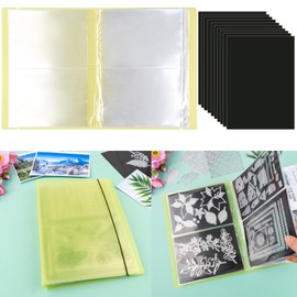 10 Pieces 0.3mm Thick Magnetic Sheets & 80 Pockets/20 Pages Storage Album for Stamps and Cutting Dies Storage Book Organizer for Storage Die Cutting DIY Scrapbooking Card Making