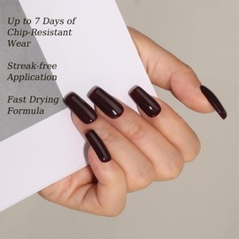 COSMOO Deep Cherry Red Quick Dry Nail Polish, Vegan Chip-Resistant Long-Lasting Nail Lacquer for Nail Art Varnish, 0.34 fl oz (Deep Cherry Red)