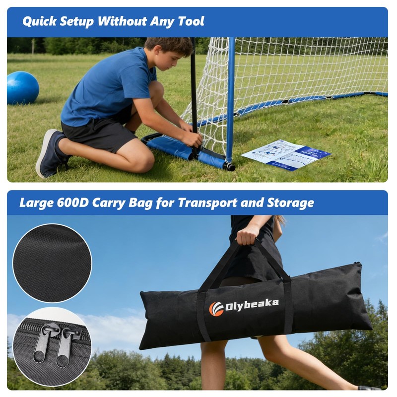 12x6 FT Soccer Goal for Backyard with Stable Outward Angled