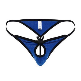 ZEGOO - tanga de algodón para hombre, con parte delantera abierta, Azul, Large