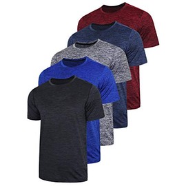 5 Pack Men’s Active Quick Dry Crew Neck T Shirts - Athletic Running Gym Workout Short Sleeve Tee Tops Bulk (Edition 1, Small)