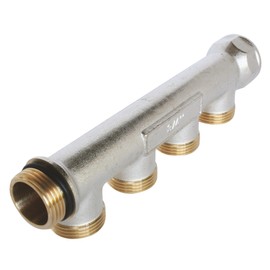 SOMATHERM FOR YOU - Sanitary Distributor Nickel Plated Brass Male Female 20/27 Self Sealing and Aligned 4 Outlets in Male 3/4 Ek