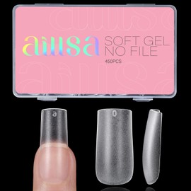 AILLSA Medium Square Nail Tips 450PCS Soft gel Full Cover Nail Tips Matte Acrylic Upgraded No Need Files Press on Fake Nail Tips for False Nail Tips Extension Home DIY Nail Salon 15 Sizes