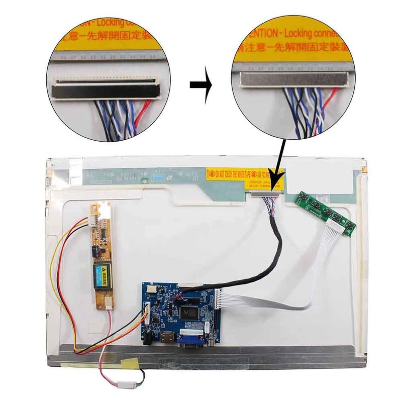 HDMI+VGA+2AV Input LCD Controller Board For B141EW03 LP154W01 14.1" 15.4"