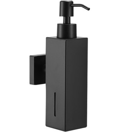 Wesoke Soap Dispenser, Wall Mounted Square Hand Wash Dispenser with Pump, 304 Stainless Steel 160ml Liquid Dispenser, Refillable Dish Soap Dispensers for Kitchen Bathroom, Black