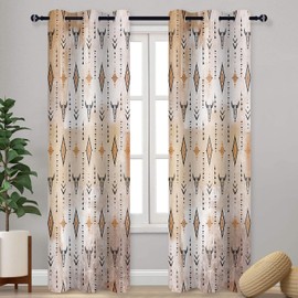 AHBEWIN Aztec Blackout Curtains Tribal Western Bull Skull Boho Drapes Rustic Cowboys Native Ethnic Grommets Window Curtain Drapes for Bedroom Kitchen Living Room 2 Panels, 42x84in