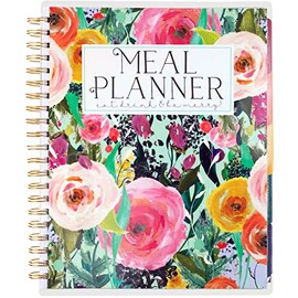 Spiral Meal Planner Recipe Keeper with Tear Off Grocery Shopping Lists - Weekly Food Prep Menu Planning - Laminated Cover and Tabs (8.5-X-11-inches)