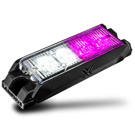 LAMPHUS NanoFlare 4" 4W Purple White LED Surface Mount Police Grill Strobe Warning Light [SAE Class 1] 12V Rectangle Grille Flashing Emergency Light for Funeral Escort Service Vehicle Cars