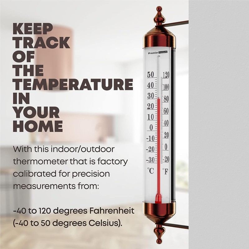 Steel Thermometer Indoor/Outdoor Waterproof Decorative (Adjustable Angle)