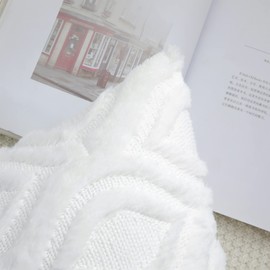 decorUhome Set of 2 FurCushion Covers 30 x 50 cm Decorative Soft Plush Art Cushion Cover 12 x 20 cm for Sofa White