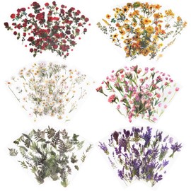36 Sheets Clear Pressed Flower Stickers for Scrapbooking, Transparent Vintage Vinyl Wildflower Floral Stickers Decals for Water Bottles Scrapbooks Card Making Journal Planner DIY Craft Decoration