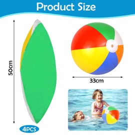 PEAKTOP 4 x 50 cm Inflatable Water Balls, 33 cm After Inflation, Colourful Water Balls, Adult Children Beach Ball, Water Ball, Inflatable Ball for Beach Party, Summer Activities, Outdoor Swimming