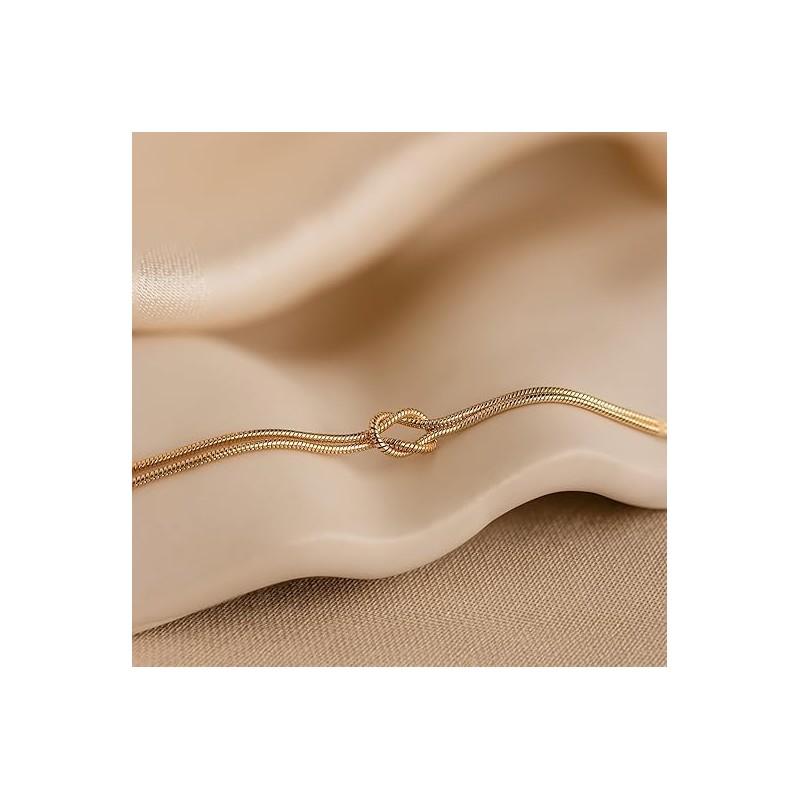 Matching Bracelets for Couples，Dainty Gold Love Knot Bracelet 14K Gold
