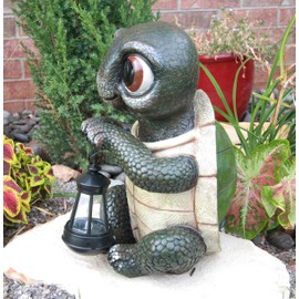 Gifts & Decors Adorable Baby Turtle Tortoise Holding Solar Lantern Garden Path Lighter Statue