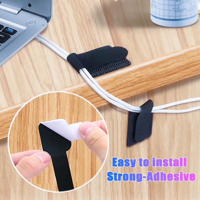 YTDSUP 40 Hook and Loop Cable Ties, Sticky-back Cord Organizer,