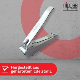nippes Solingen Nagelknipser | Mit praktischem Nagelfang | Länge 8 cm | Fußnagel Knipser | Nagelpflege Knipser | Nagelknipser für dicke Nägel