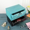 PACKGILO Wooden Storage Box Rustic Desktop Organizer with 2 Drawers