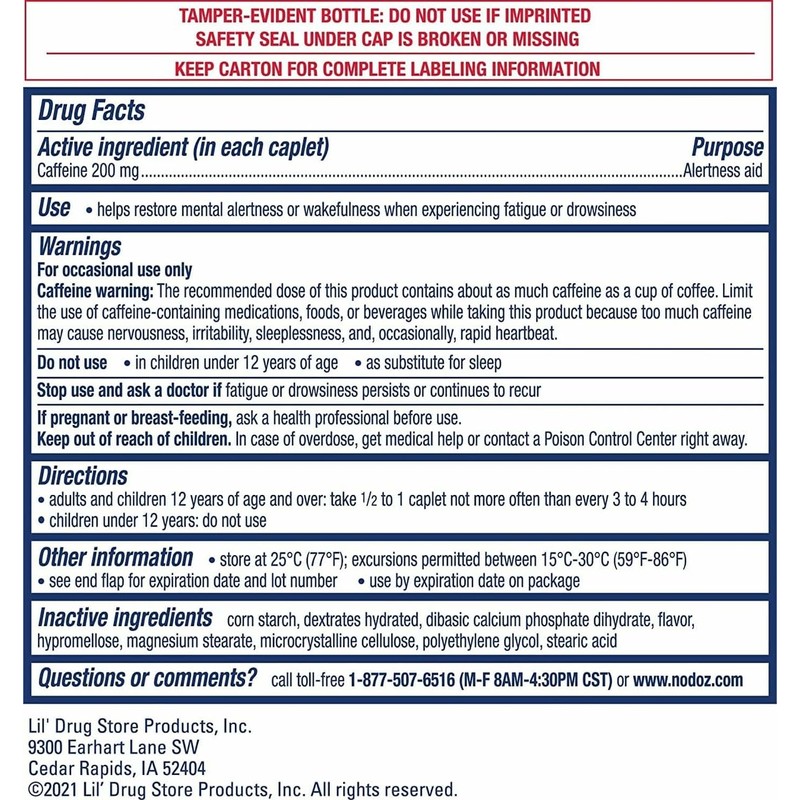 NoDoz 200mg Caffeine Pills Maximum Strength, 60 Caplets Total