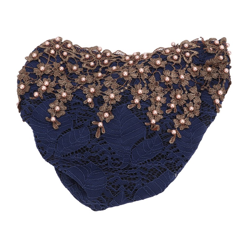 Turban Head Wraps Vintage Embroidered Soft Lace Material Beaded Fleece
