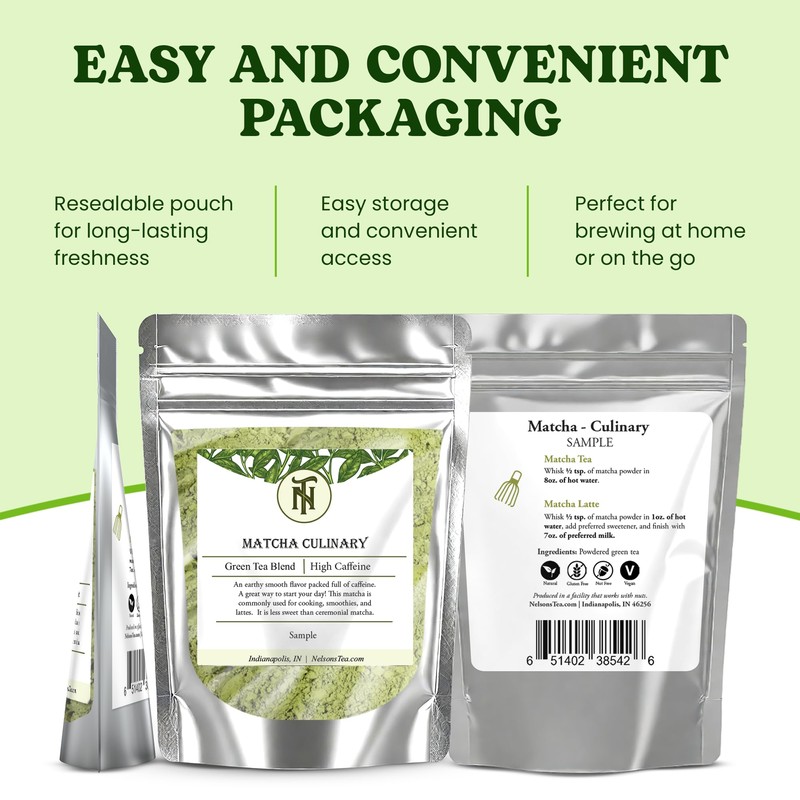 Nelson's Tea Organic Matcha Powder – Premium Culinary Grade Green