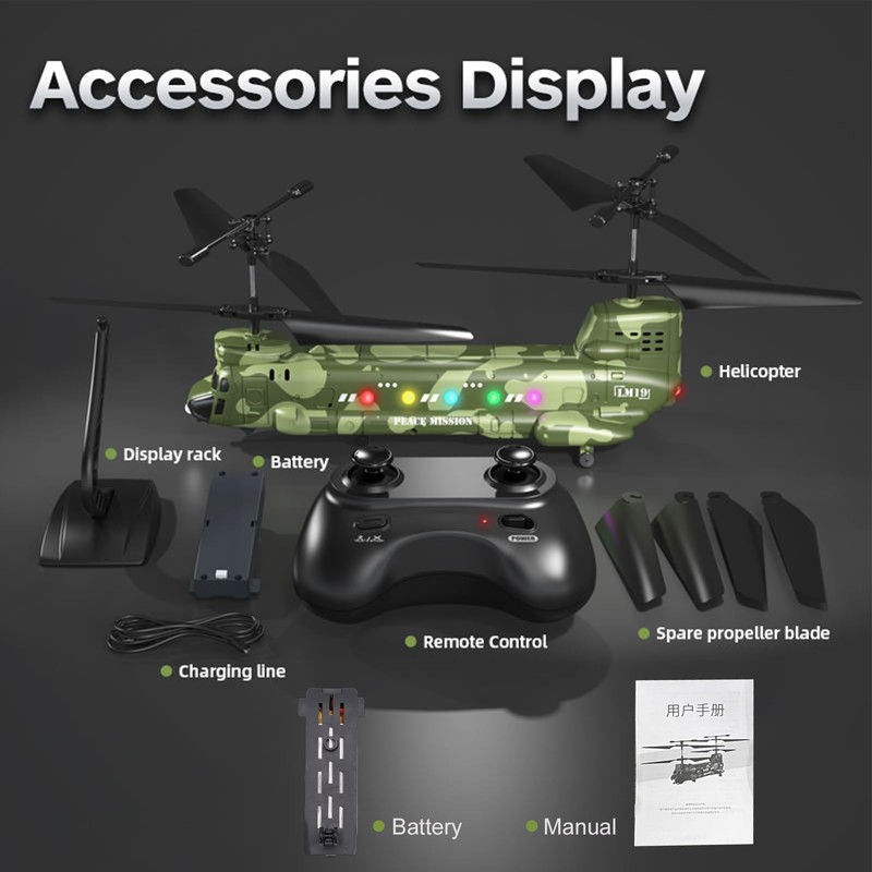 Authticar RC Helicopter, LM19-D Chinook Military Transport RC Helicopter