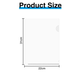 30 Pack Cut Flush Folder, A4 Plastic Sleeves L-Type File Sleeve, A4 Clear Plastic Open Top Side File Folder for School Office Reports Presentations