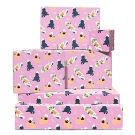 Geschenkpapier zum Katzengeburtstag – Lustige Katzen-Spa, Kätzchen – 6 Bögen rosa Papier für Weihnachten, Geburtstag, Jahrestag, Valentinstag, Babyparty – Mit Etiketten – Recycelbar