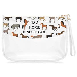 Gfhzdmf Horse Gifts for Girls Horse Makeup Bag Foal Theme Gift for Daughter Sister Friend Foal Lover Mom Owner Present Clear Makeup Bag Christmas Graduation Birthday Travel Pouch With Zipper