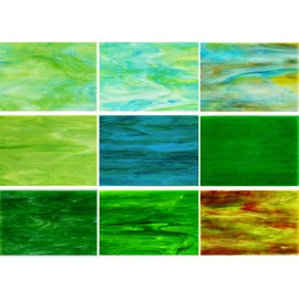 PALJOLLY 9 Pack Green Stained Glass Sheets, 4 x 6 inch Mosaic Glass Stained Glass Supplies for Beginners and Hobbyists Crafts Work Projects
