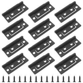 Cionyce 12 PCs Non-Mortise Door Hinges, Heavy Duty Chest Bifold Butt Cabinet Hinges, Black for Furniture Windows Cupboard, 2" x 0.9"