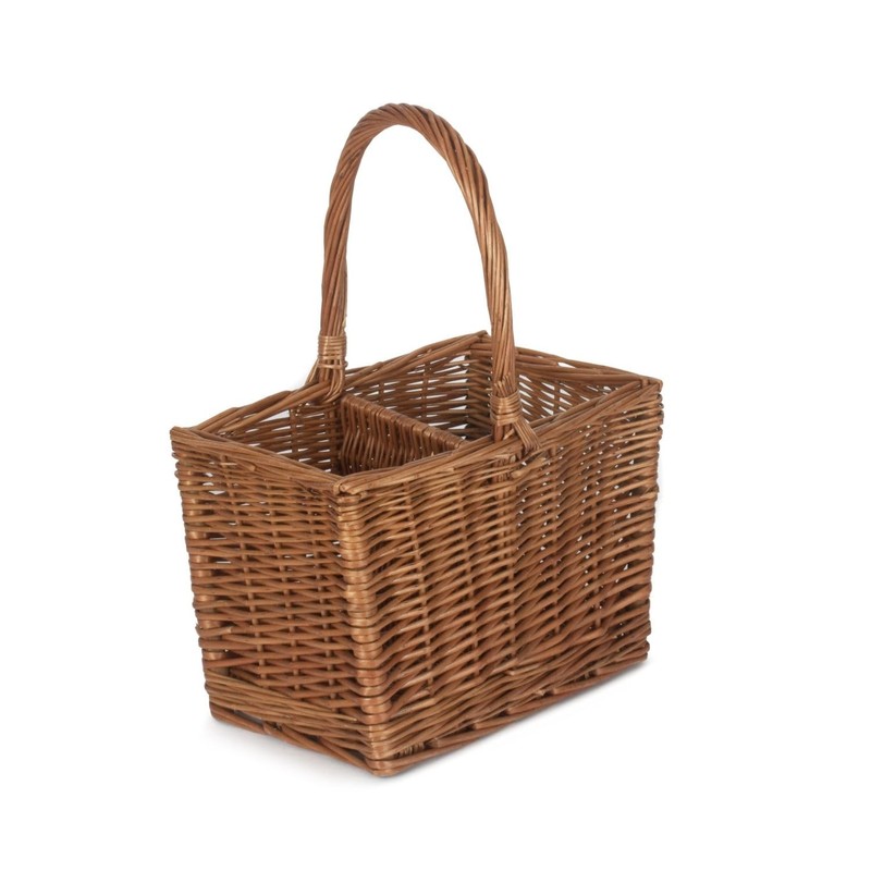 Red Hamper DB001 Wicker Double Steamed 2 Bottle Drinks Basket