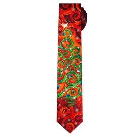 Jerry Garcia Men's Merry Christmas Collection Star Christmas Tree Snail Garden Artwork Red Extra Long Neck Tie