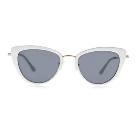 FAA'N Retro Big Frame Cat Eye Polarized Sunglasses Women with Spring Hinge(White)