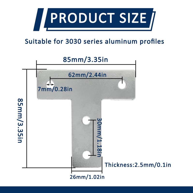 4 Pcs 3030 Series T Shaped Bracket Corner Brace,T Shaped